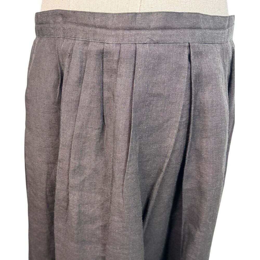 Vintage Bugardi Black 100% Linen Pleated Midi Skirt Pockets Minimalist size M - Picture 5 of 10